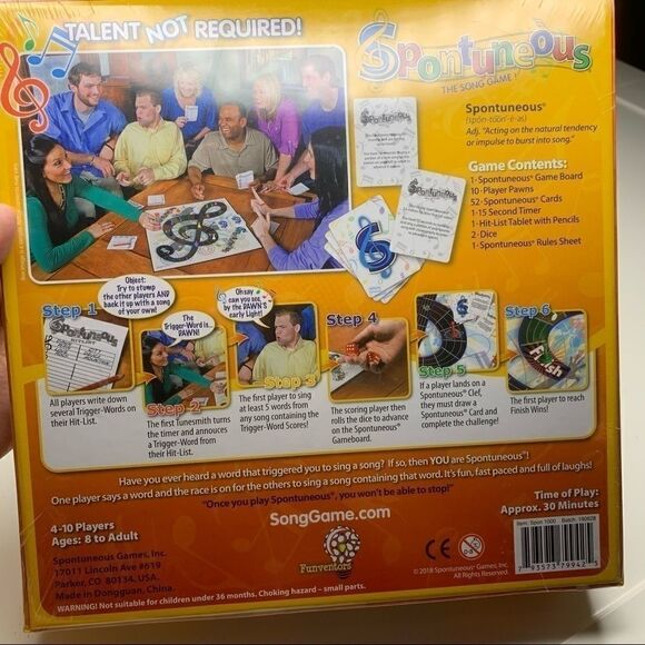 Brand New Spontuneous The Song Game Board Game - Picture 4 of 7